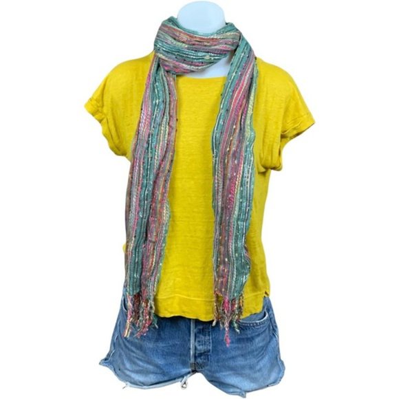 J. Crew Small Mustard Relax Fit Linen Tee Rolled Hem Short Sleeves T-shirt Basic - Picture 3 of 7